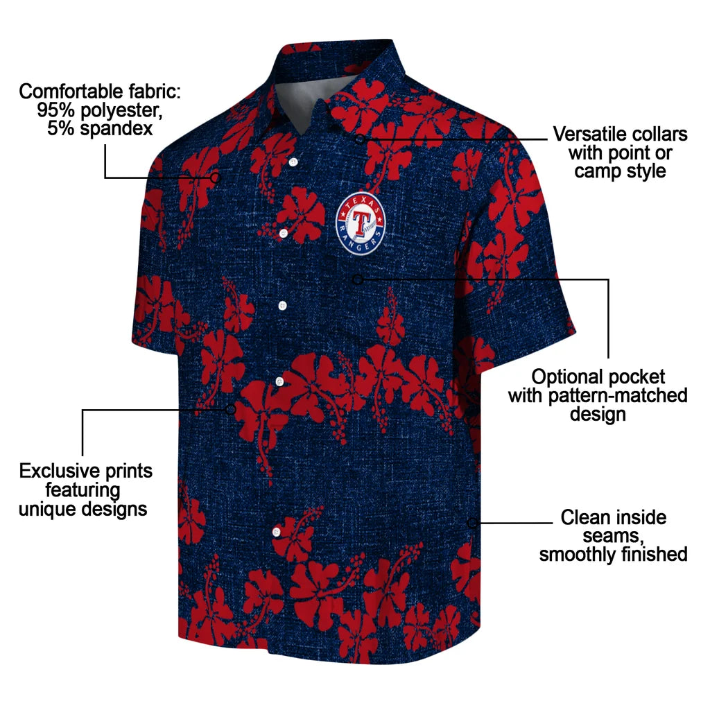 Texas Rangers Hawaiian Shirt - 50th State Flower | Moonbestprint