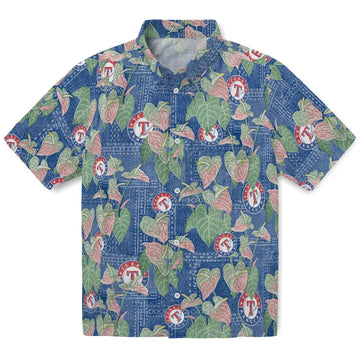 Texas Rangers Hawaiian Shirt - Anthurium Overlay | Moonbestprint
