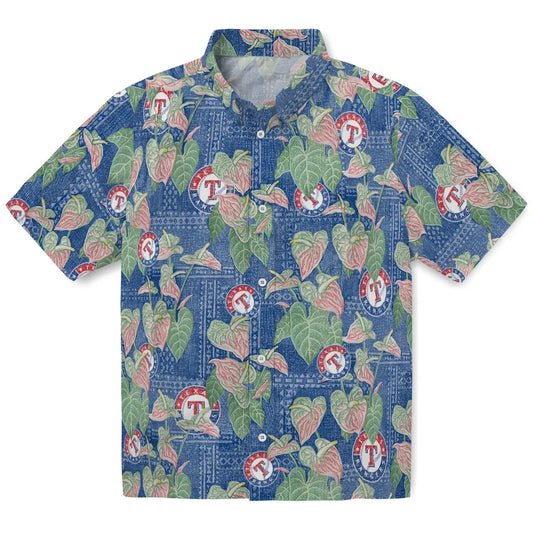 Texas Rangers Hawaiian Shirt - Anthurium Overlay | Moonbestprint
