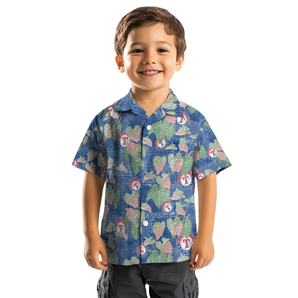Texas Rangers Hawaiian Shirt - Anthurium Overlay | Moonbestprint