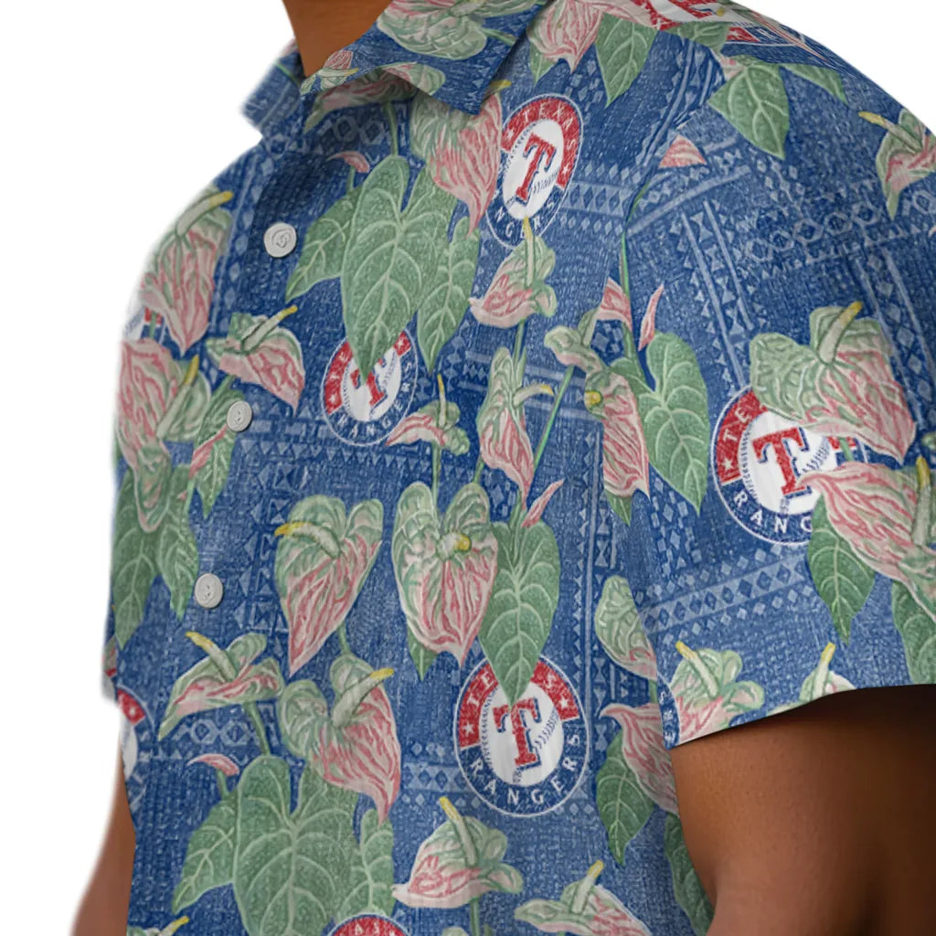 Texas Rangers Hawaiian Shirt - Anthurium Overlay | Moonbestprint