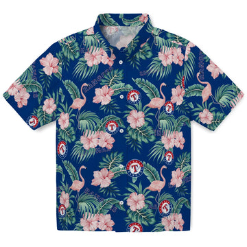 Texas Rangers Hawaiian Shirt - Flamingo and Hibiscus | Moonbestprint