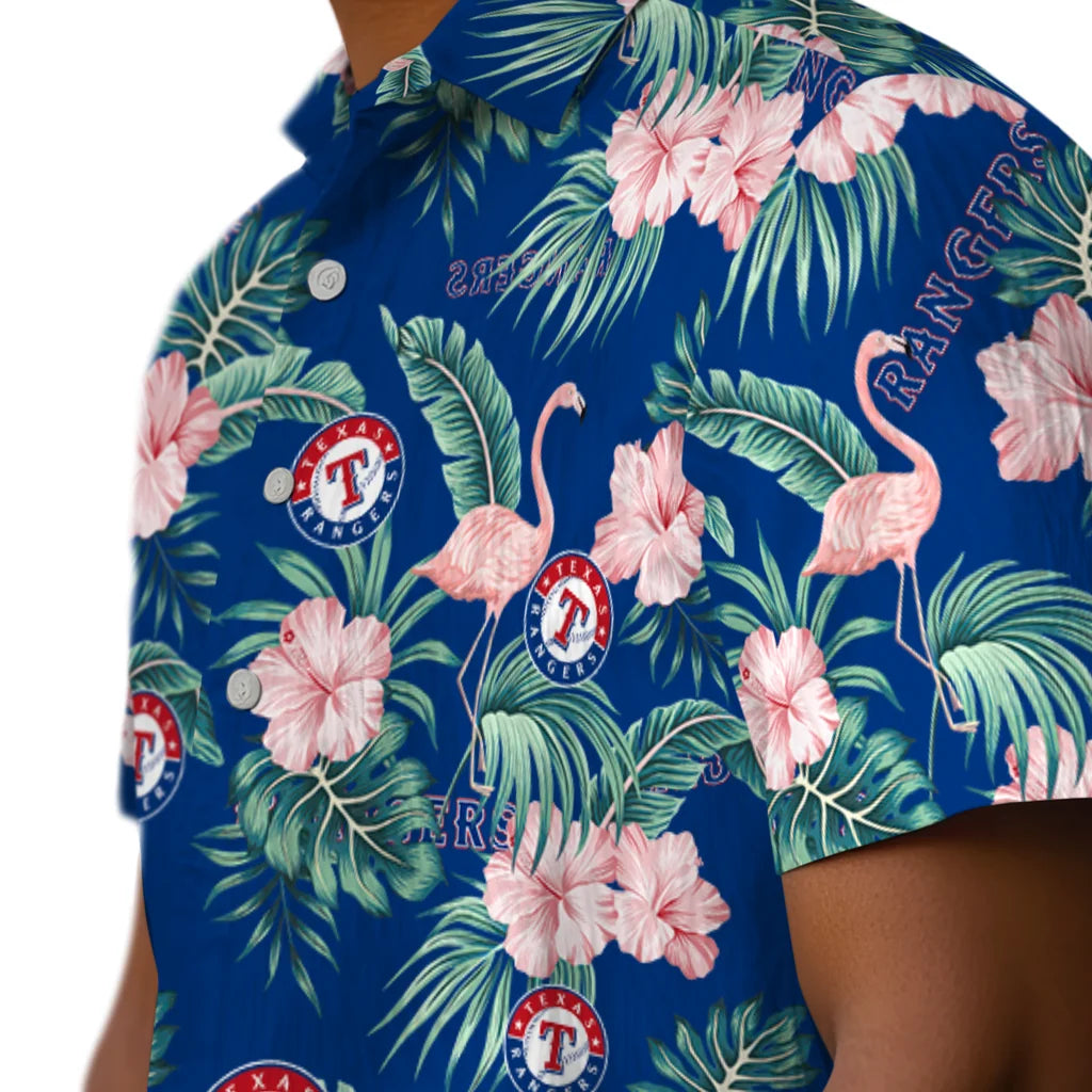 Texas Rangers Hawaiian Shirt - Flamingo and Hibiscus | Moonbestprint
