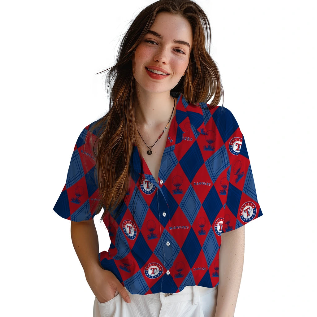 Texas Rangers Hawaiian Shirt - Golfing Plaid | Moonbestprint