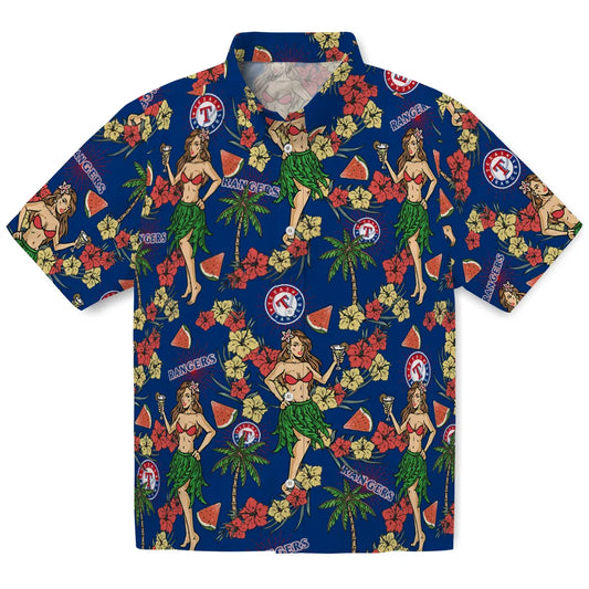 Texas Rangers Hawaiian Shirt - Hawaiian Girls Design | Moonbestprint