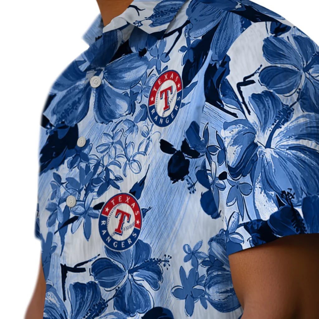 Texas Rangers Hawaiian Shirt - Hibiscus Arrangement | Moonbestprint