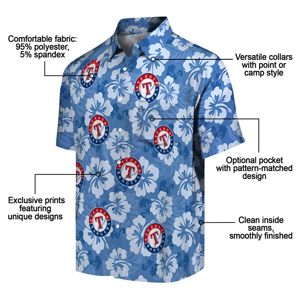 Texas Rangers Hawaiian Shirt - Hibiscus Cluster | Moonbestprint