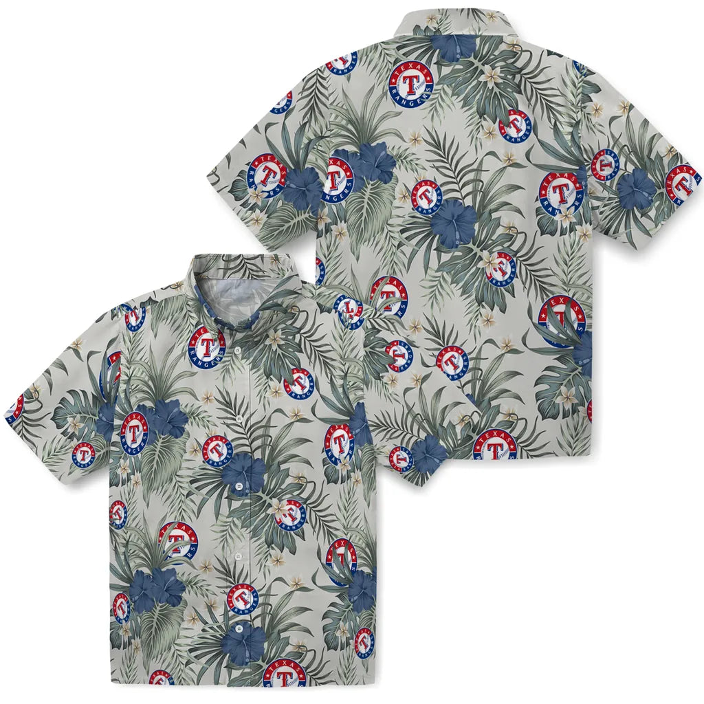 Texas Rangers Hawaiian Shirt - Hibiscus Designs | Moonbestprint