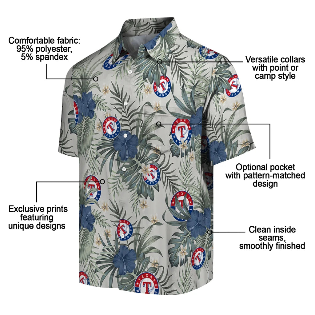 Texas Rangers Hawaiian Shirt - Hibiscus Designs | Moonbestprint