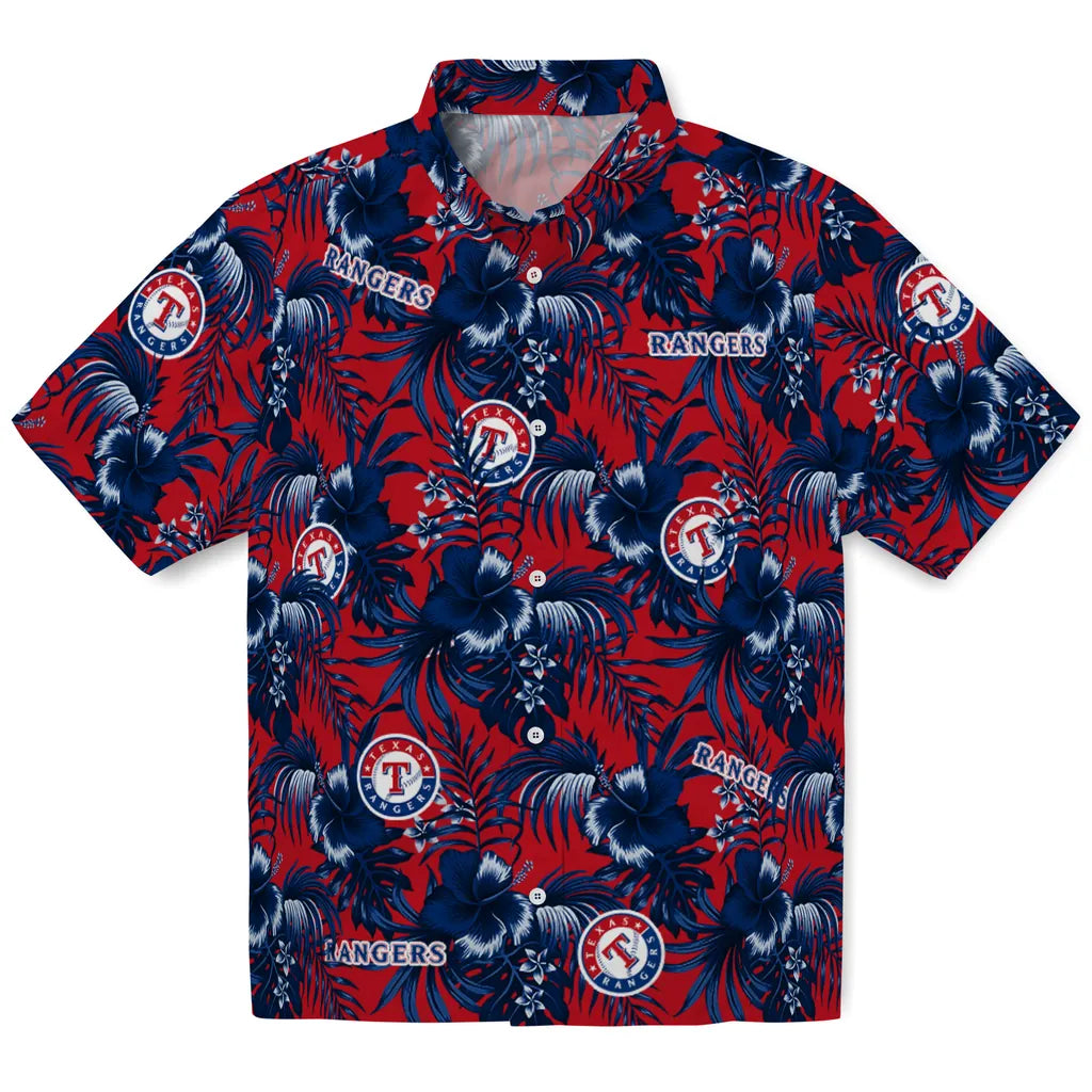 Texas Rangers Hawaiian Shirt - Hibiscus Exotic | Moonbestprint