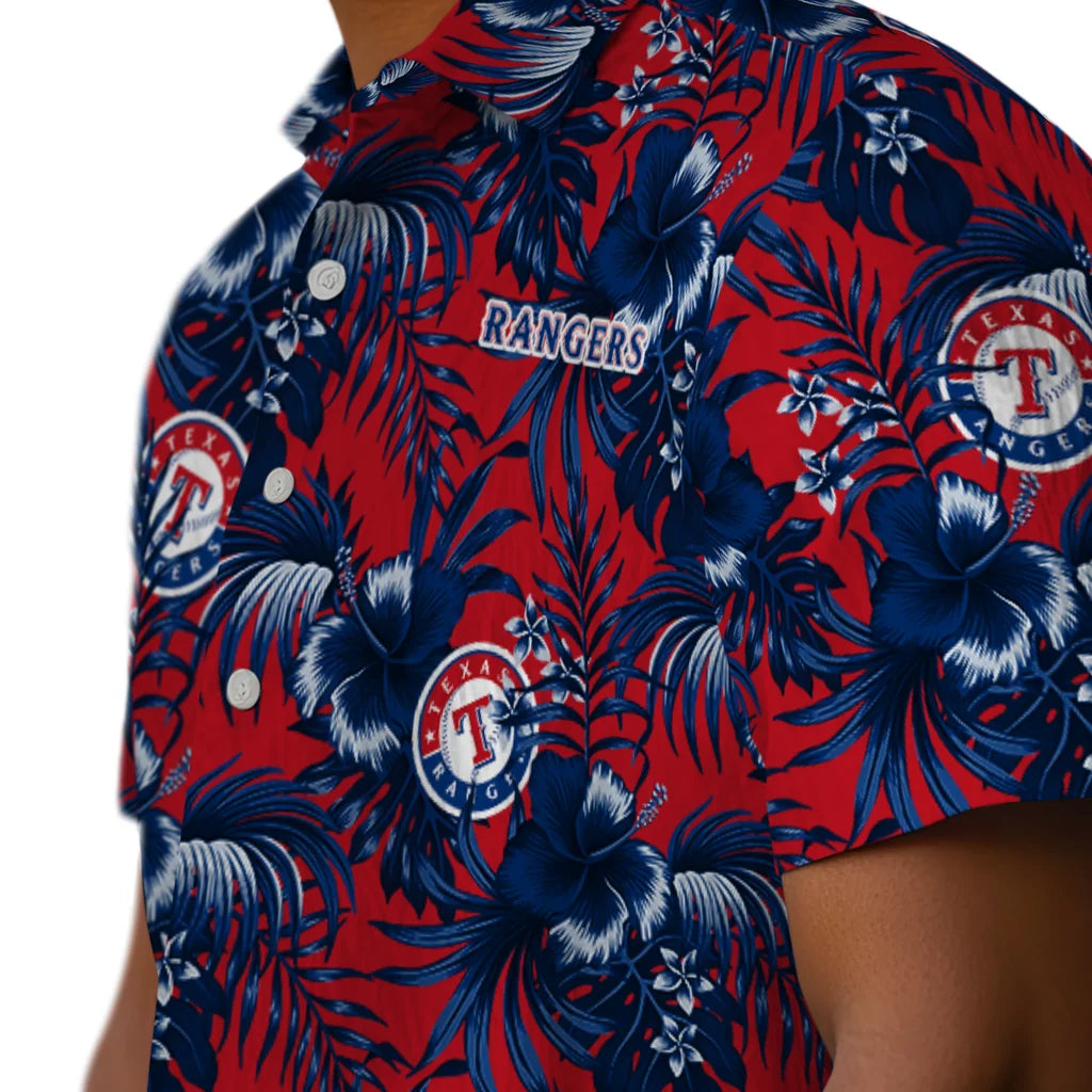 Texas Rangers Hawaiian Shirt - Hibiscus Exotic | Moonbestprint