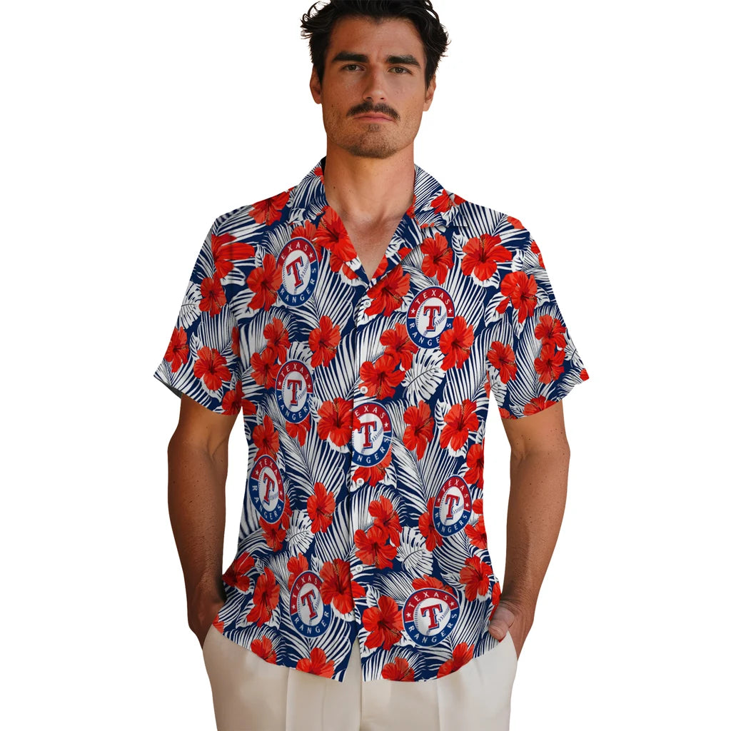 Texas Rangers Hawaiian Shirt - Hibiscus Fiesta | Moonbestprint