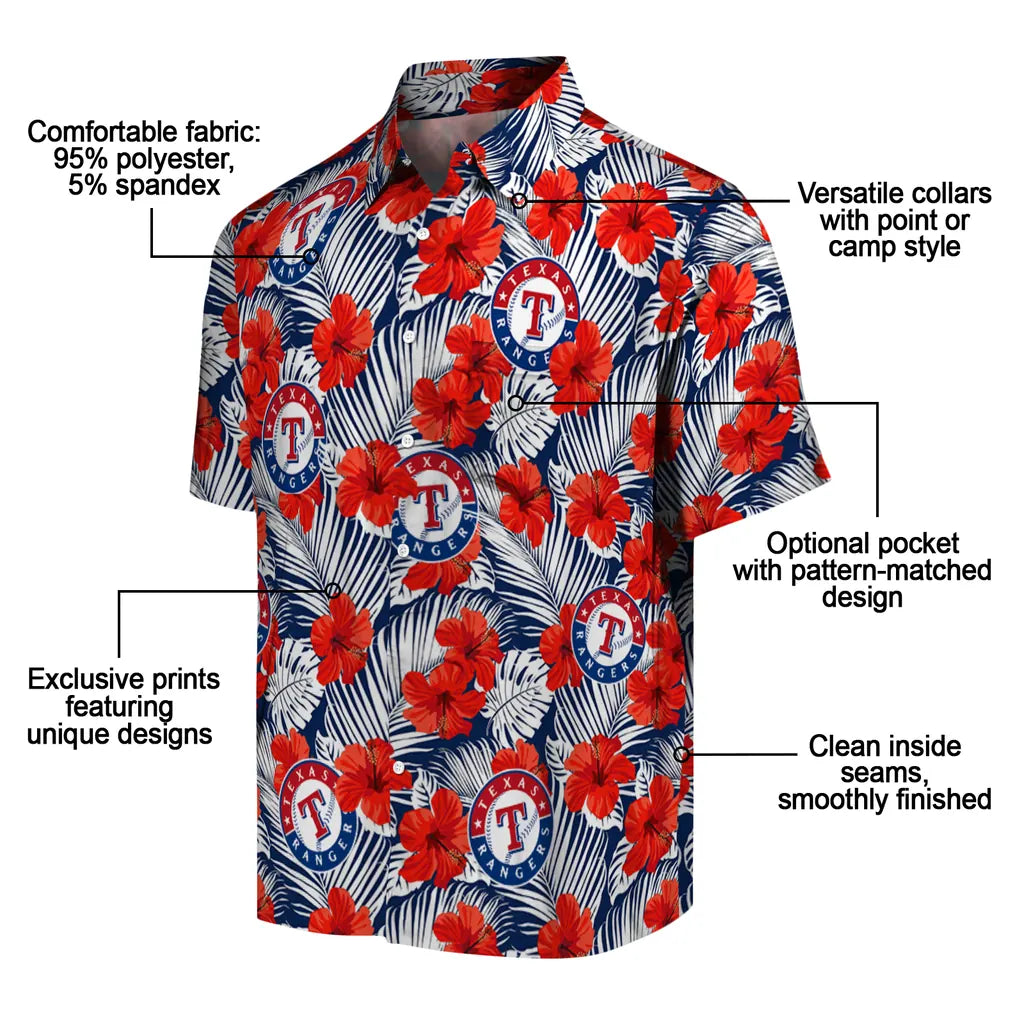 Texas Rangers Hawaiian Shirt - Hibiscus Fiesta | Moonbestprint