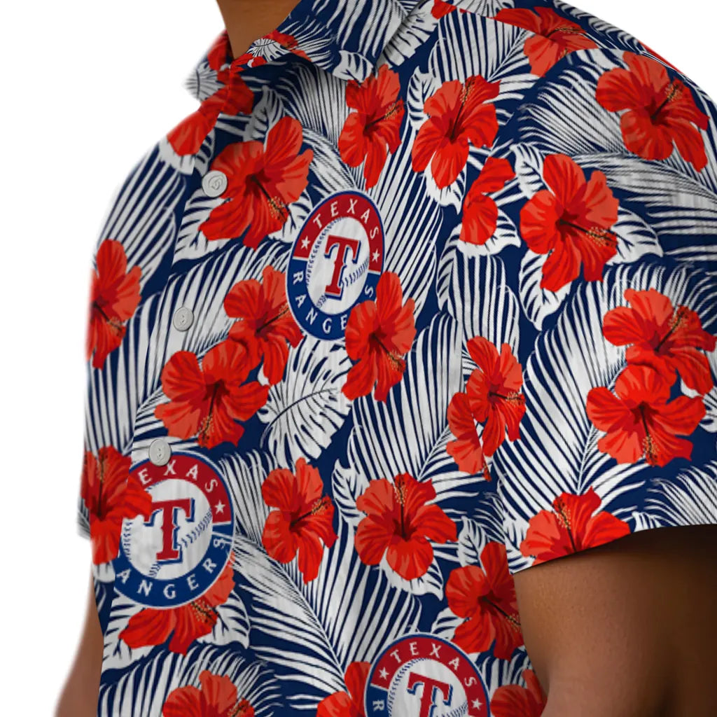 Texas Rangers Hawaiian Shirt - Hibiscus Fiesta | Moonbestprint