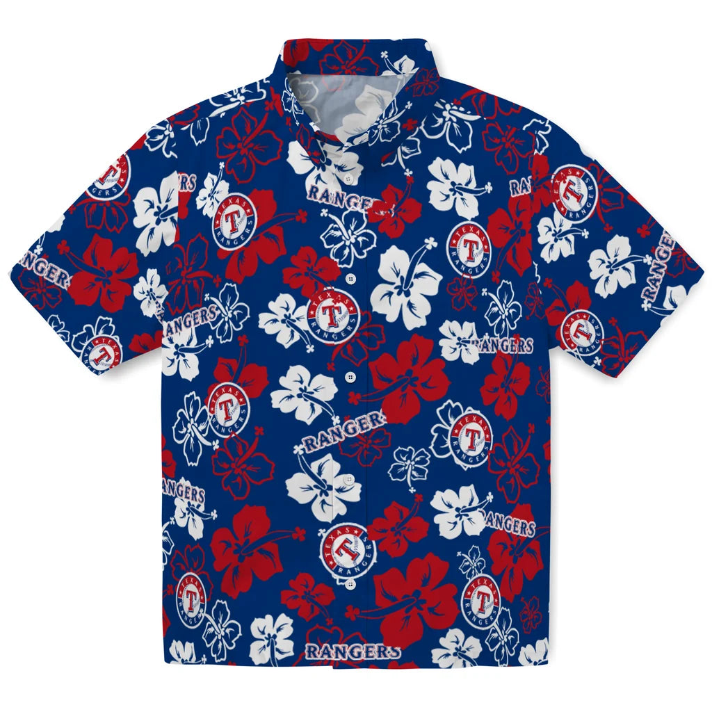 Texas Rangers Hawaiian Shirt - Hibiscus Flower Design | Moonbestprint