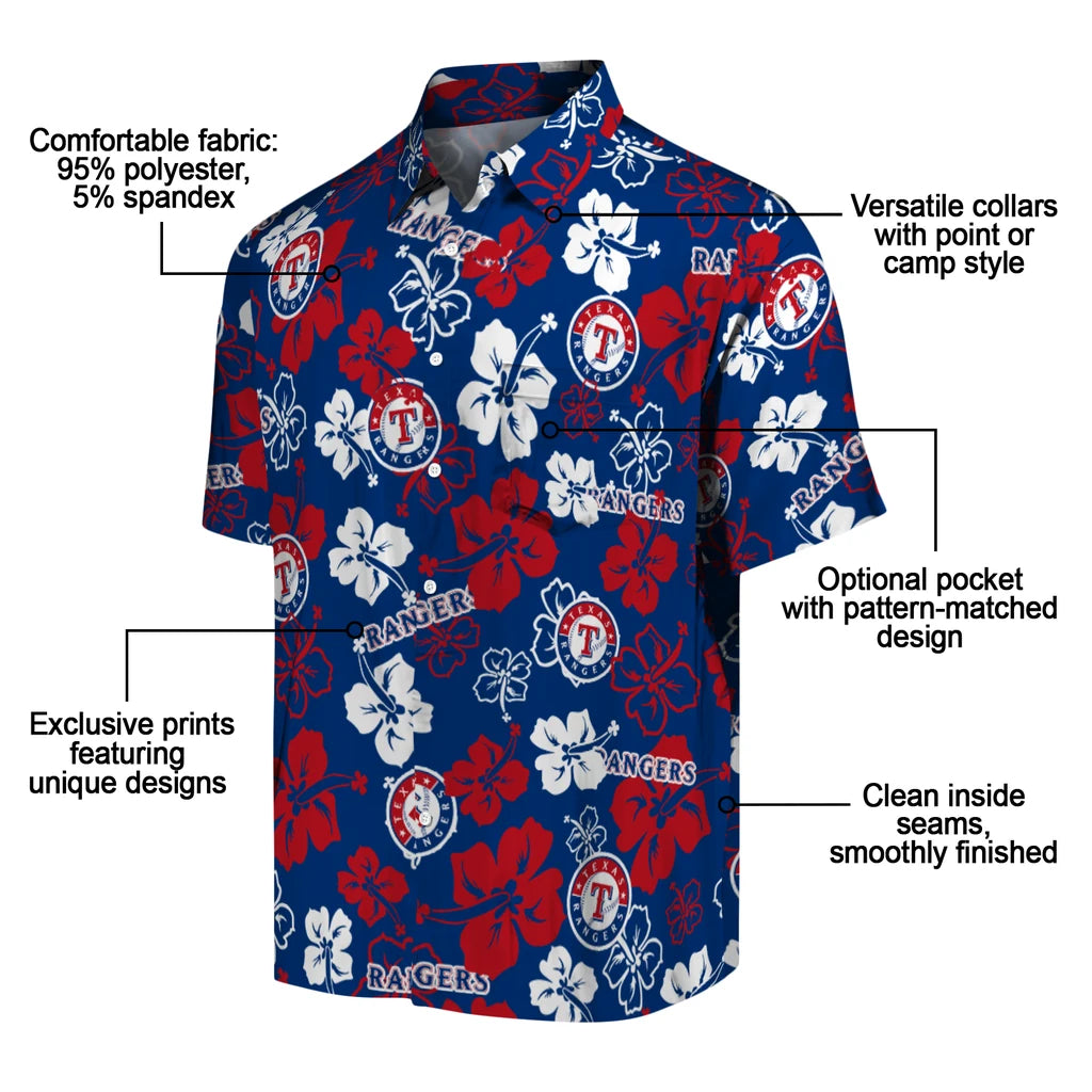 Texas Rangers Hawaiian Shirt - Hibiscus Flower Design | Moonbestprint
