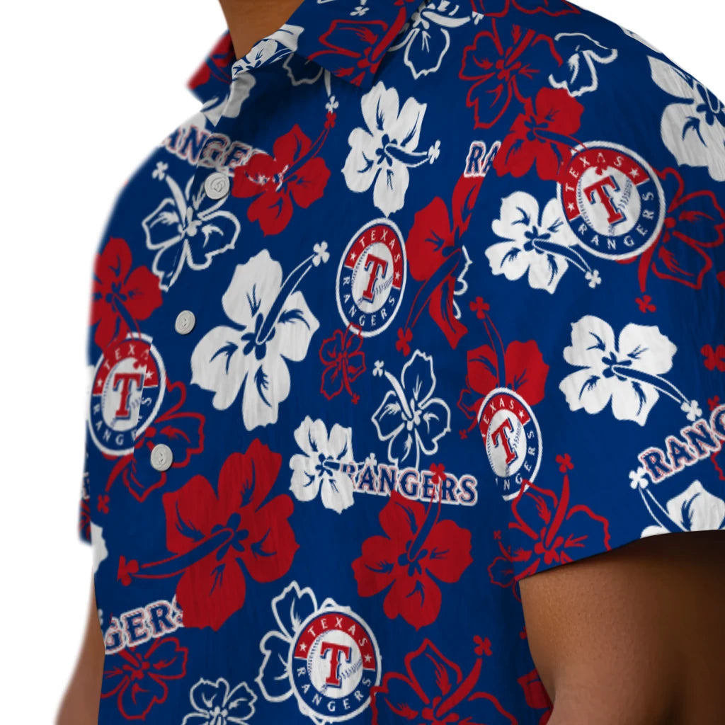Texas Rangers Hawaiian Shirt - Hibiscus Flower Design | Moonbestprint