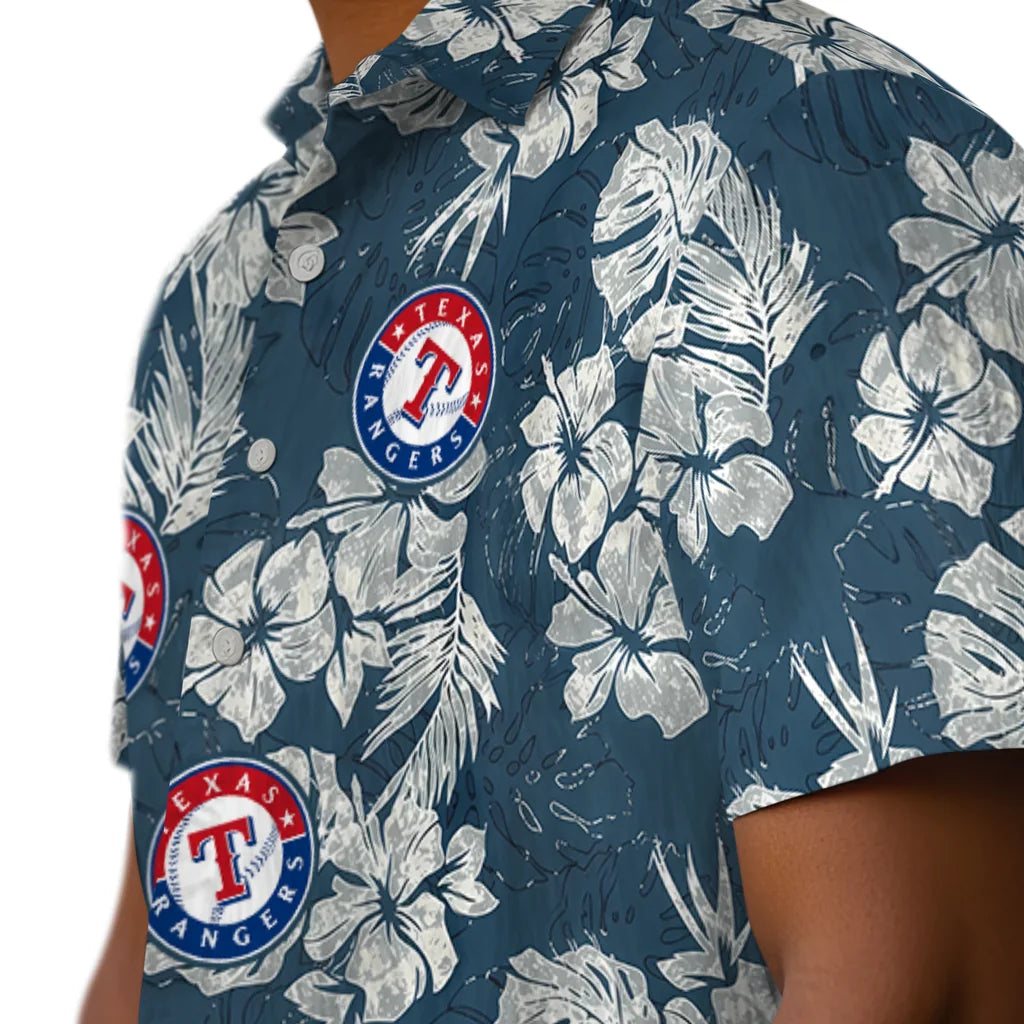 Texas Rangers Hawaiian Shirt - Hibiscus Flowers | Moonbestprint