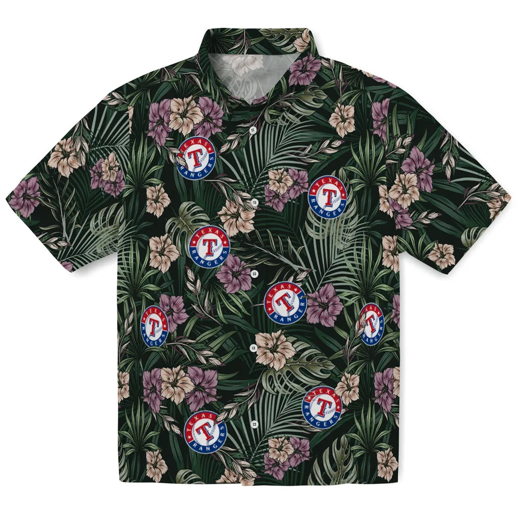 Texas Rangers Hawaiian Shirt - Hibiscus Leaves Pattern | Moonbestprint