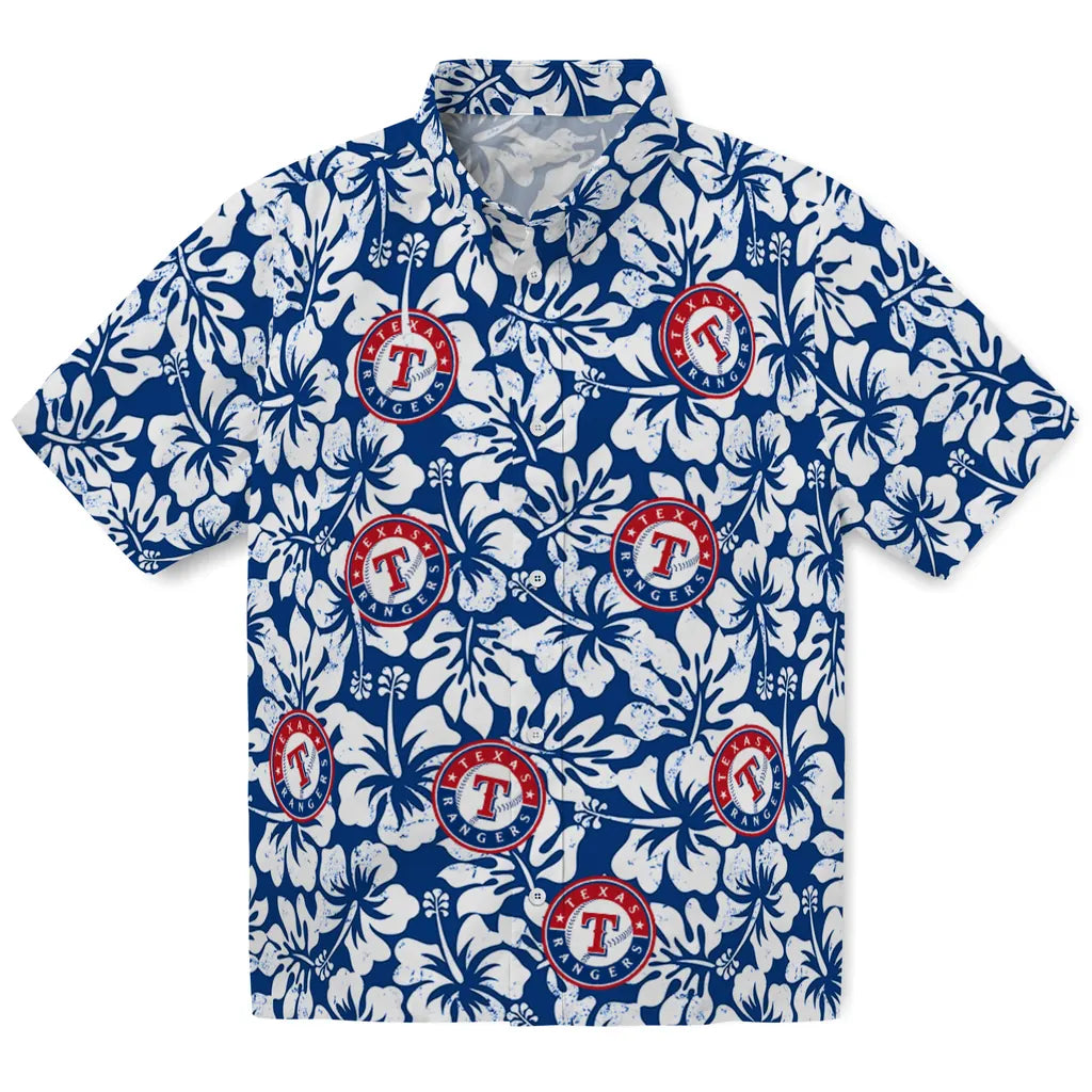 Texas Rangers Hawaiian Shirt - Hibiscus Motif | Moonbestprint
