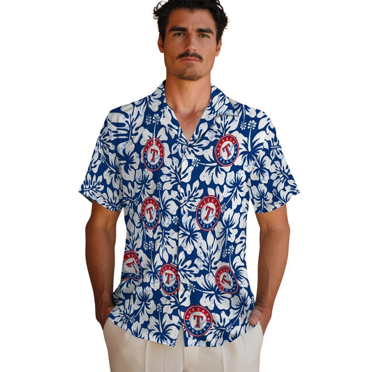 Texas Rangers Hawaiian Shirt - Hibiscus Motif | Moonbestprint