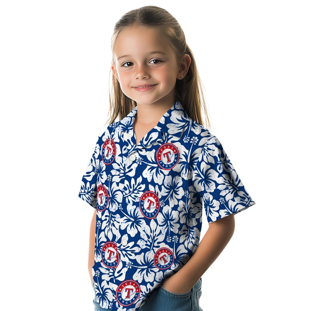 Texas Rangers Hawaiian Shirt - Hibiscus Motif | Moonbestprint
