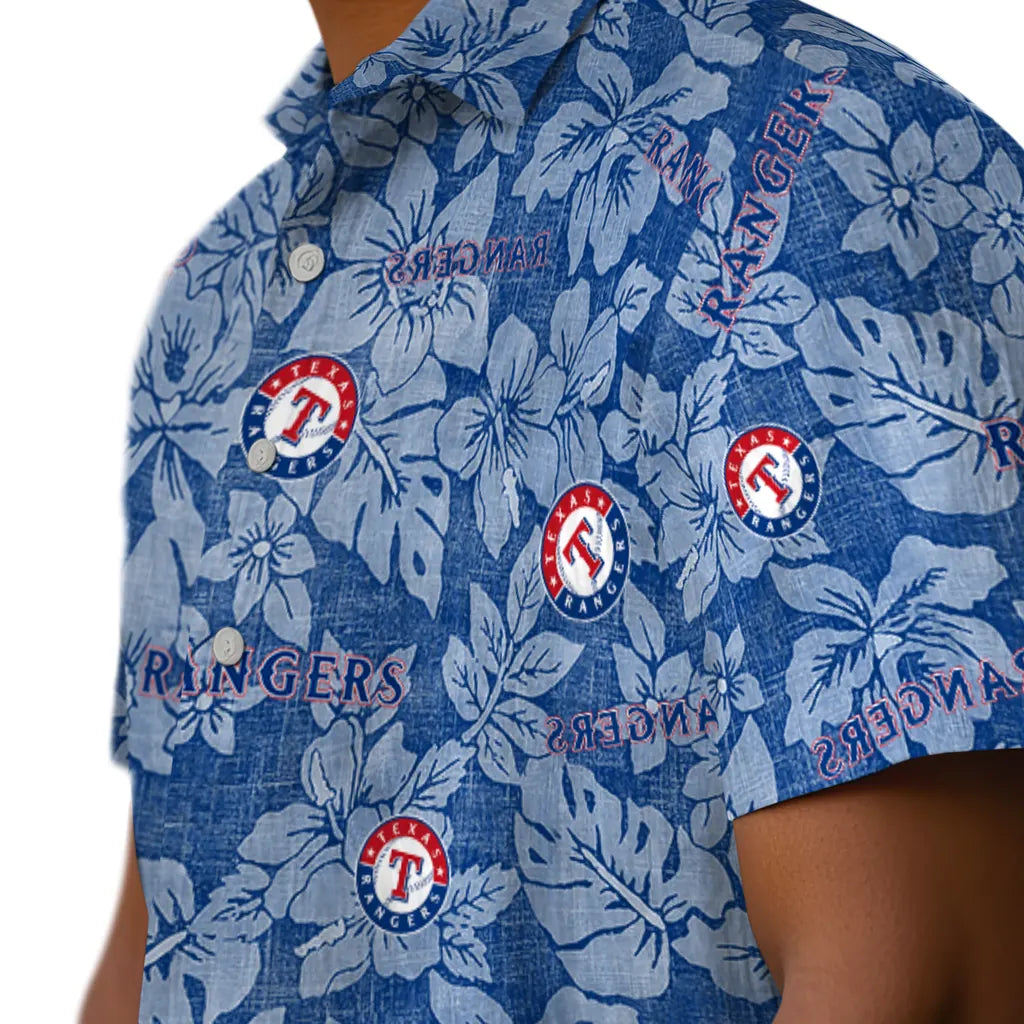 Texas Rangers Hawaiian Shirt - Hibiscus Oasis | Moonbestprint
