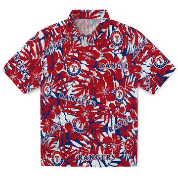 Texas Rangers Hawaiian Shirt - Hibiscus Overlay | Moonbestprint