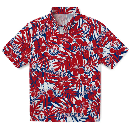 Texas Rangers Hawaiian Shirt - Hibiscus Overlay | Moonbestprint