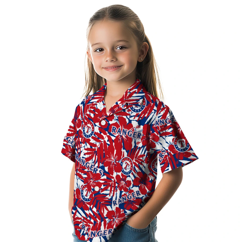 Texas Rangers Hawaiian Shirt - Hibiscus Overlay | Moonbestprint