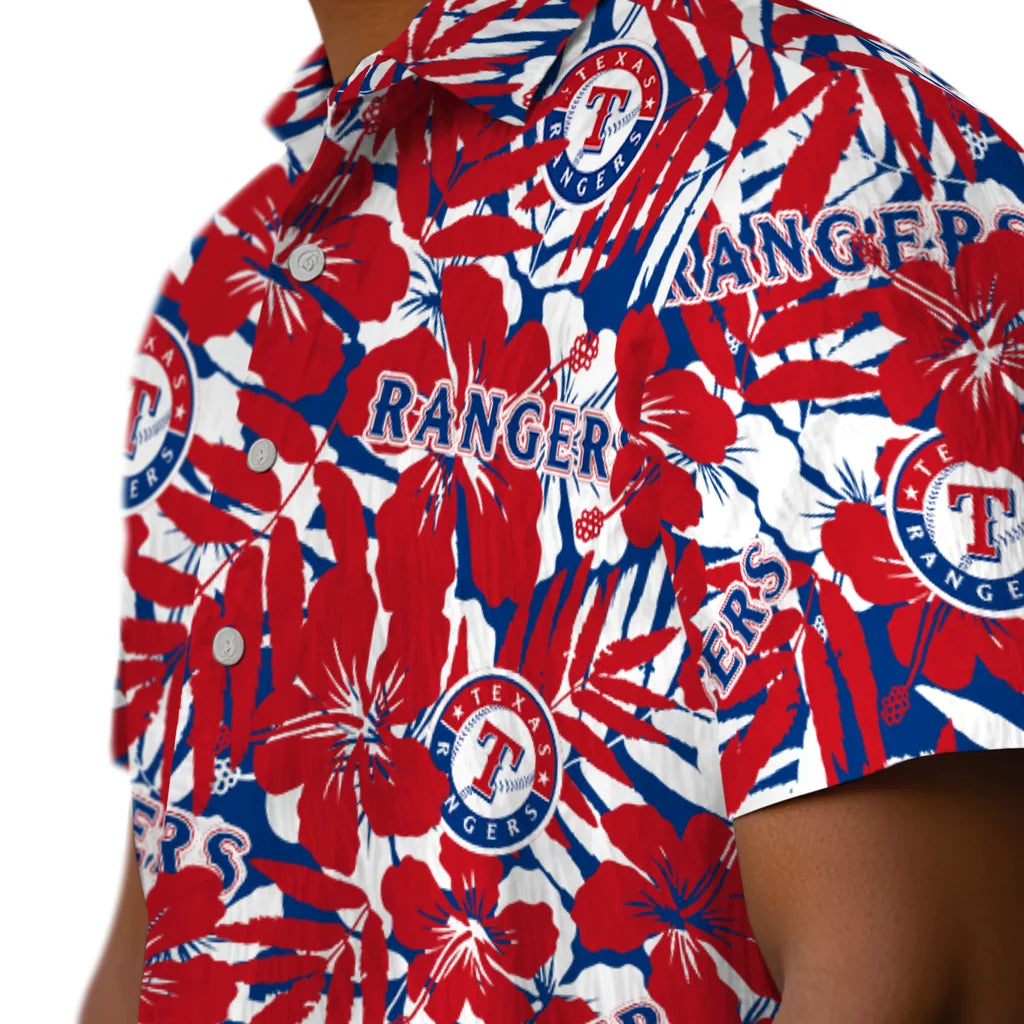 Texas Rangers Hawaiian Shirt - Hibiscus Overlay | Moonbestprint