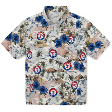 Texas Rangers Hawaiian Shirt - Hibiscus Seaside | Moonbestprint