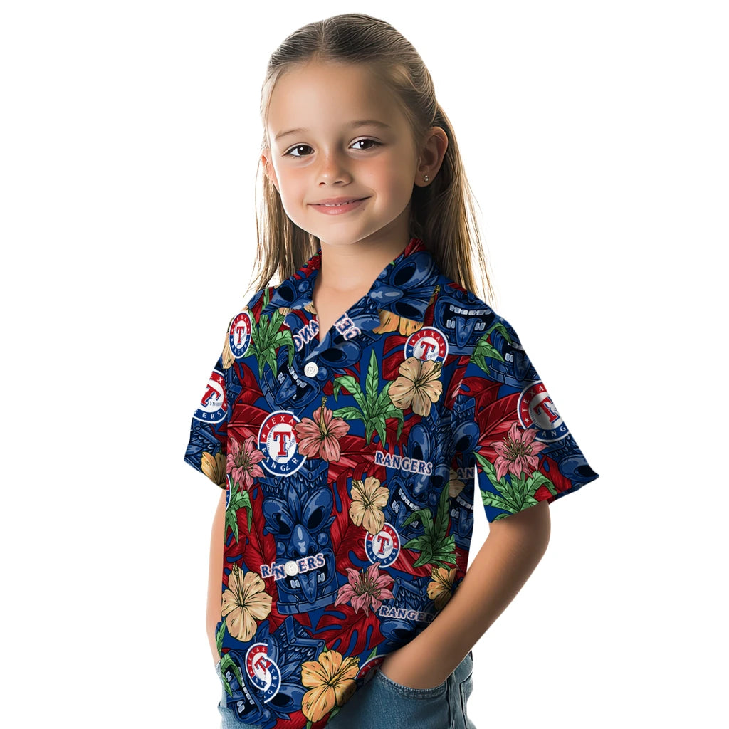 Texas Rangers Hawaiian Shirt - Hibiscus Tiki Jungle | Moonbestprint
