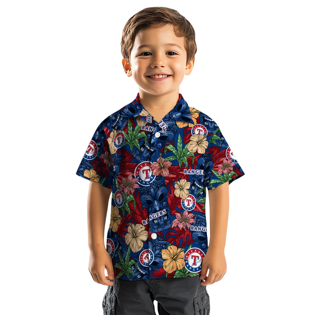 Texas Rangers Hawaiian Shirt - Hibiscus Tiki Jungle | Moonbestprint