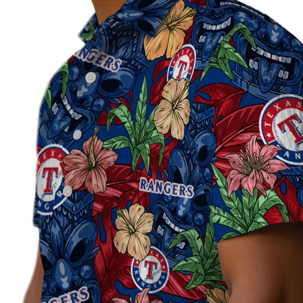 Texas Rangers Hawaiian Shirt - Hibiscus Tiki Jungle | Moonbestprint