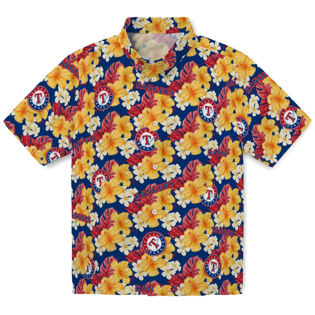 Texas Rangers Hawaiian Shirt - Hibiscus Tropics | Moonbestprint