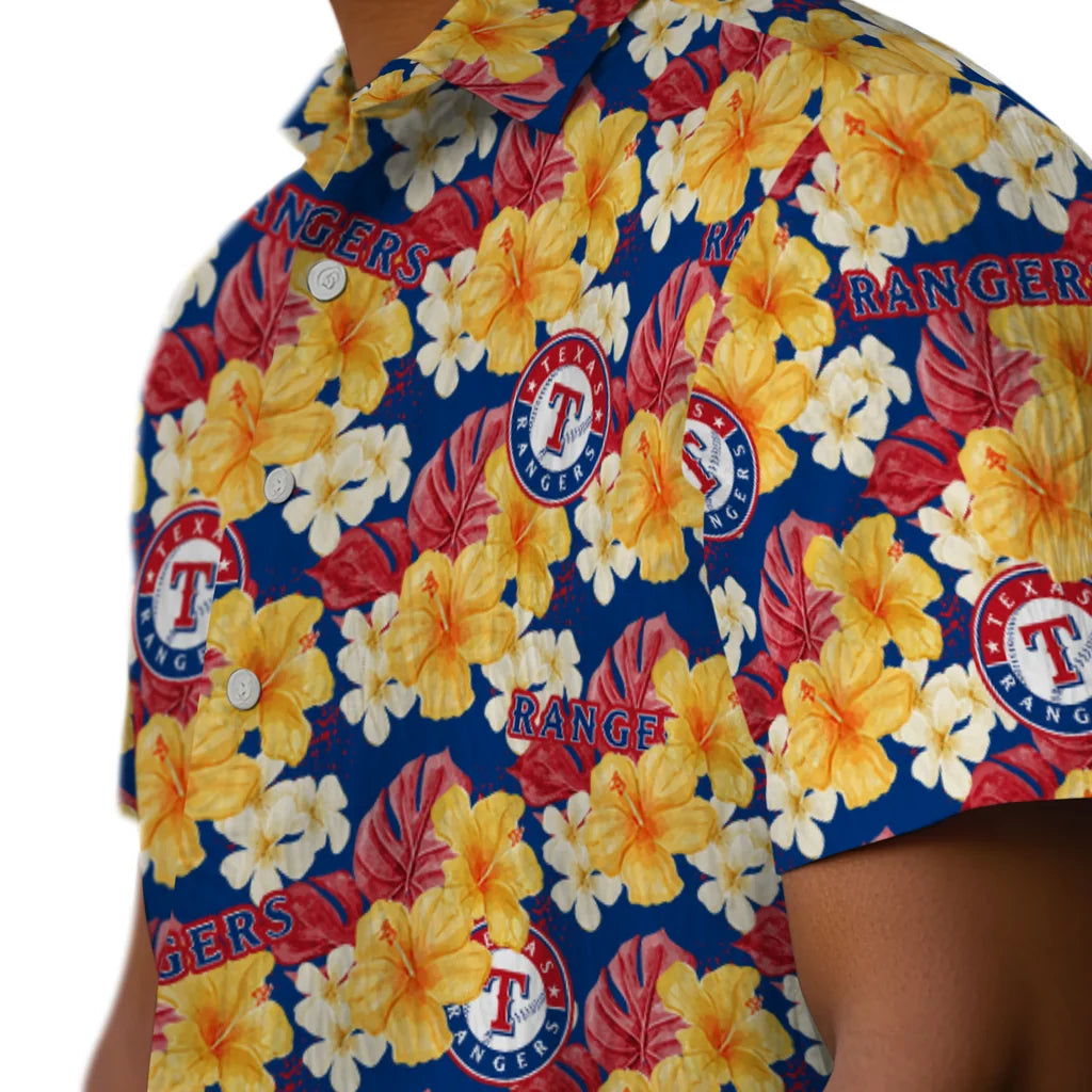 Texas Rangers Hawaiian Shirt - Hibiscus Tropics | Moonbestprint
