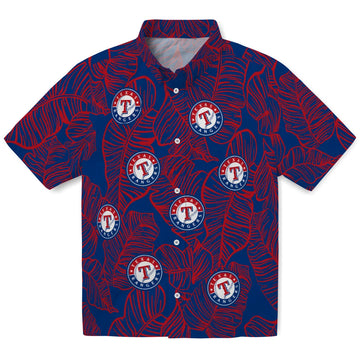 Texas Rangers Hawaiian Shirt - Leaf Outline | Moonbestprint