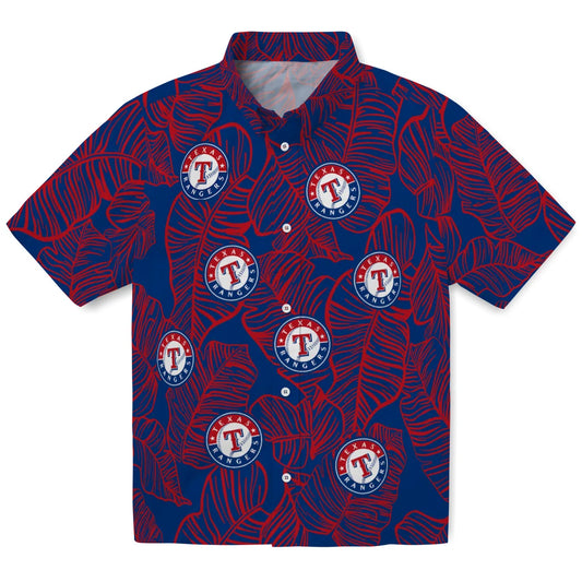 Texas Rangers Hawaiian Shirt - Leaf Outline | Moonbestprint