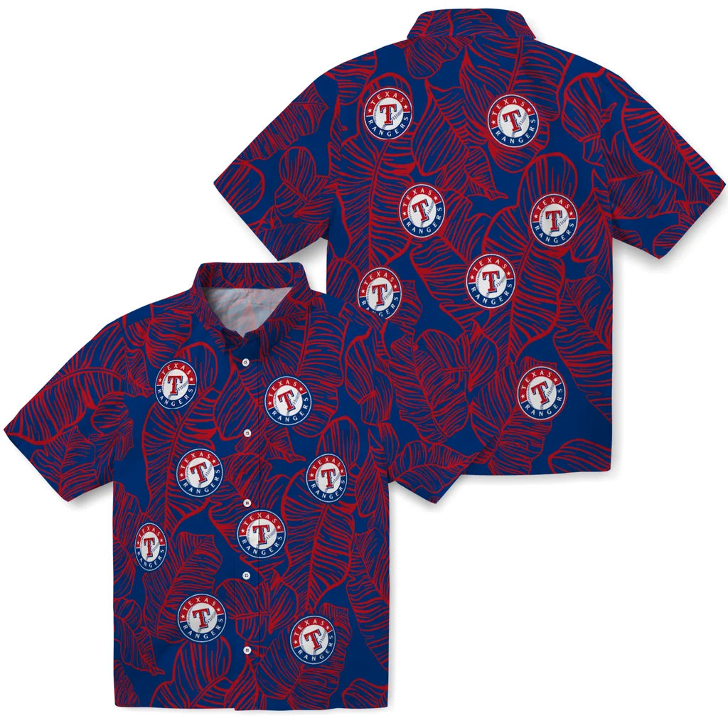 Texas Rangers Hawaiian Shirt - Leaf Outline | Moonbestprint