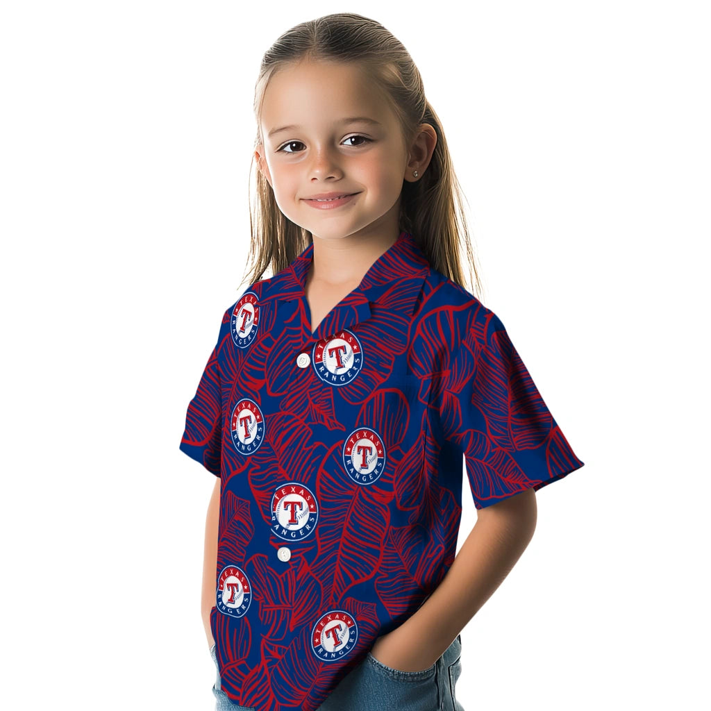 Texas Rangers Hawaiian Shirt - Leaf Outline | Moonbestprint