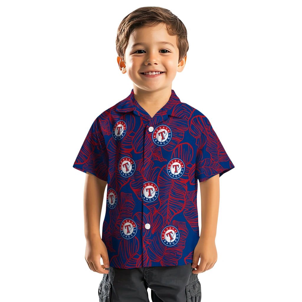 Texas Rangers Hawaiian Shirt - Leaf Outline | Moonbestprint