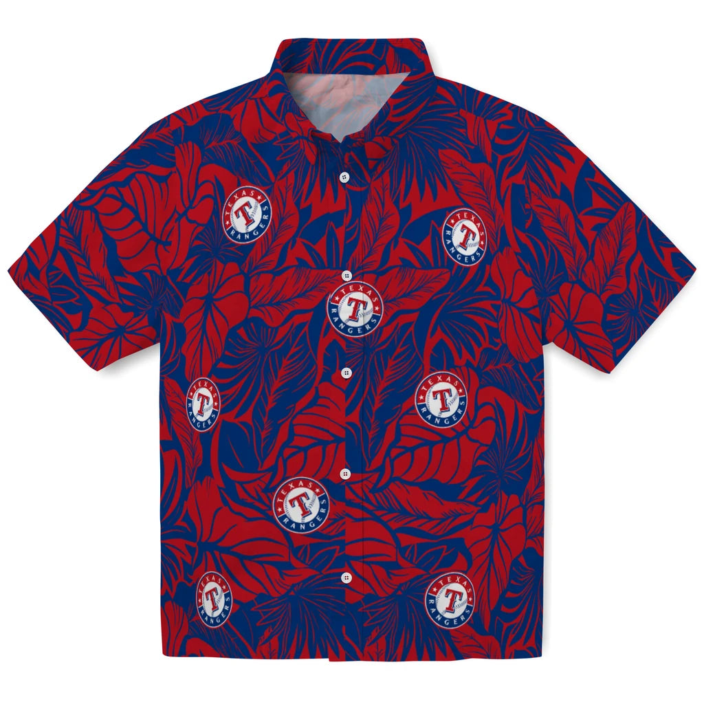 Texas Rangers Hawaiian Shirt - Monstera Layer | Moonbestprint
