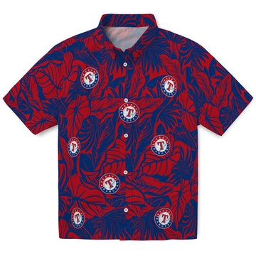 Texas Rangers Hawaiian Shirt - Monstera Layer | Moonbestprint
