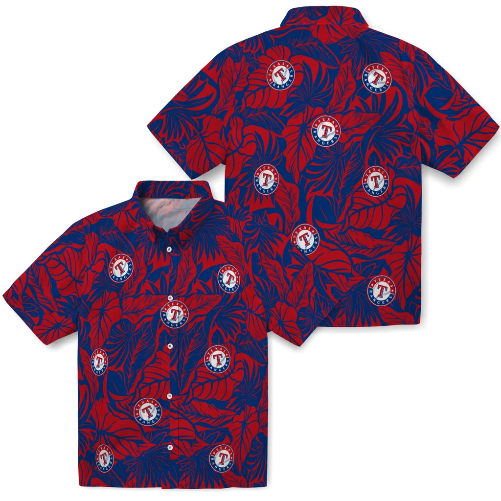 Texas Rangers Hawaiian Shirt - Monstera Layer | Moonbestprint