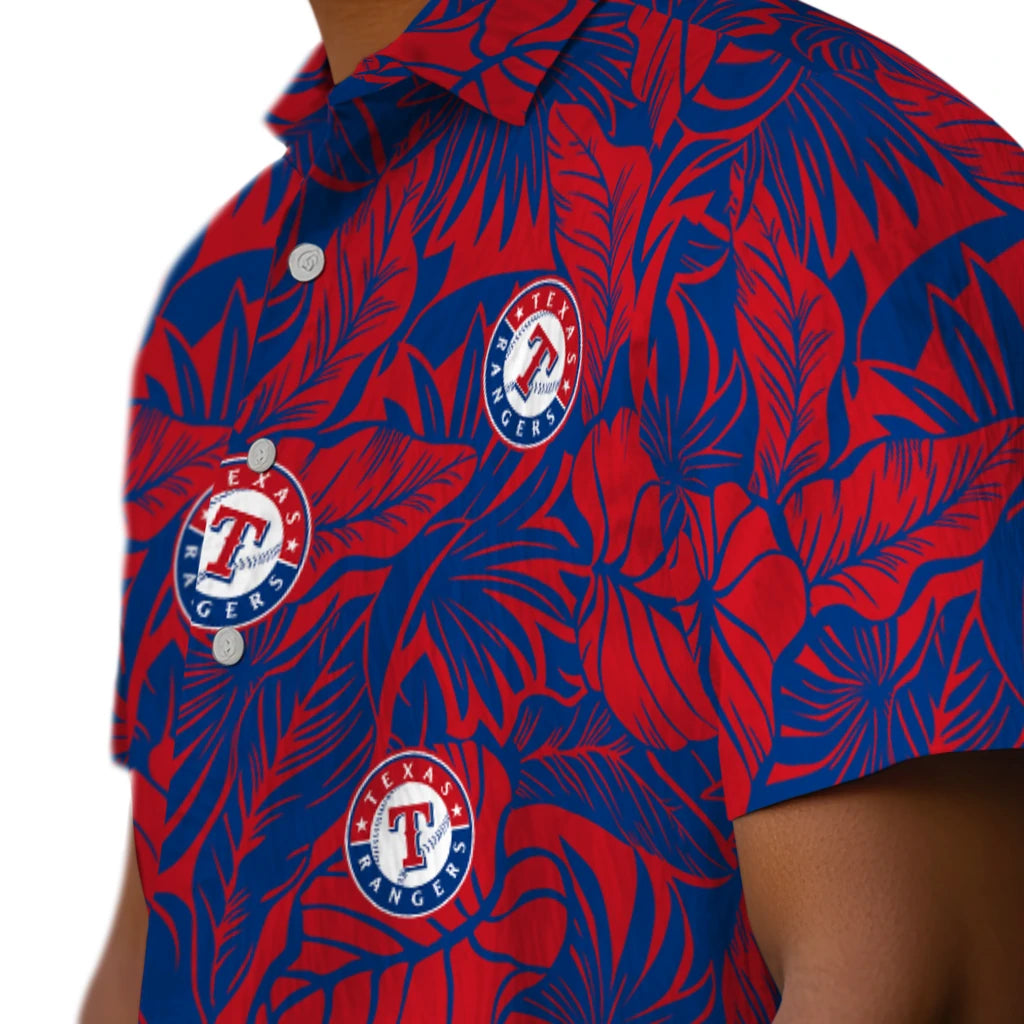 Texas Rangers Hawaiian Shirt - Monstera Layer | Moonbestprint
