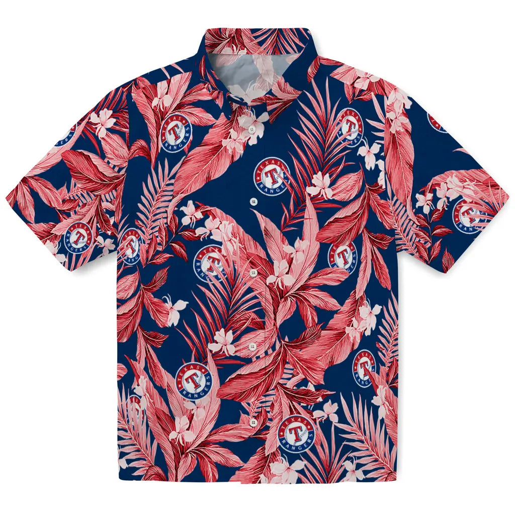 Texas Rangers Hawaiian Shirt - Palm Leaves | Moonbestprint