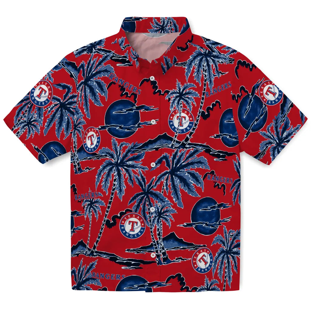Texas Rangers Hawaiian Shirt - Palm Sunset | Moonbestprint