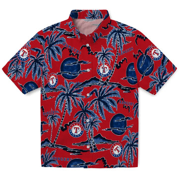 Texas Rangers Hawaiian Shirt - Palm Sunset | Moonbestprint
