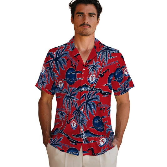 Texas Rangers Hawaiian Shirt - Palm Sunset | Moonbestprint